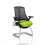 Flex Cantilever Chair White Frame Black Back Bespoke Colour Seat Myrrh Green