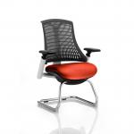 Flex Cantilever Chair White Frame Black Back Bespoke Colour Seat Tabasco Red