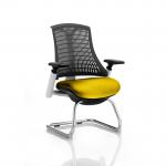 Flex Cantilever Chair White Frame Black Back Bespoke Colour Seat Senna Yellow