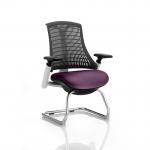 Flex Cantilever Chair White Frame Black Back Bespoke Colour Seat Tansy Purple