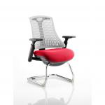 Flex Cantilever Chair Black Frame White Back Bespoke Colour Seat Bergamot Cherry