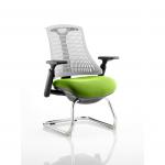 Flex Cantilever Chair Black Frame White Back Bespoke Colour Seat Myrrh Green