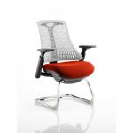 Flex Cantilever Chair Black Frame White Back Bespoke Colour Seat Tabasco Red