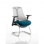 Flex Cantilever Chair Black Frame White Back Bespoke Colour Seat Maringa Teal