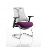 Flex Cantilever Chair Black Frame White Back Bespoke Colour Seat Tansy Purple