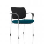 Brunswick Deluxe Black Fabric Back Chrome Frame Bespoke Colour Seat Maringa Teal With Arms