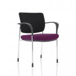 Brunswick Deluxe Black Fabric Back Chrome Frame Bespoke Colour Seat Tansy Purple With Arms