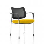 Brunswick Deluxe Mesh Back Chrome Frame Bespoke Colour Seat Senna Yellow With Arms KCUP1600