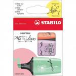 STABILO BOSS Mini Pastellove Highlighter Chisel Tip 2-5mm Line Mint/Lilac/Peach (Pack 3) 10626ST
