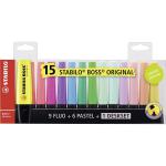 STABILO BOSS ORIGINAL Highlighter Deskset Chisel Tip Assorted Colours (Pack 15) 10647ST