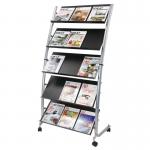 Alba Mobile Literature Display Unit 15 x A4 Compartments Black and Silver DD5GM 11066AL