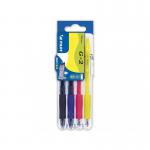 Pilot Set2Go G-207 Retractable Gel Rollerball Pen 0.7mm Tip 0.39mm Line Black/Blue/Yellow/Neon Pink (Pack 4) 11438PT