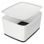 Leitz MyBox WOW Storage Box Large with Lid White/Black 52164095 11767AC