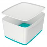 Leitz MyBox WOW Storage Box Large with Lid White/Ice Blue 52164051 11795AC