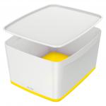 Leitz MyBox WOW Storage Box Large with Lid White/Yellow 52164016 11816AC