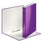 Leitz WOW Ring Binder Laminated Paper on Board 2 D-Ring A4 25mm Rings Purple (Pack 10) 42410062 22299ES