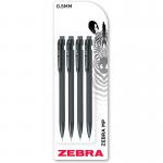 Zebra Mechanical Pencil HB 0.5mm Lead Black Barrel (Pack 4) 37185ZB