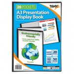 Tiger A3 Presentation Display Book 20 Pocket Black 42624TG
