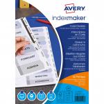 Avery Indexmaker Divider 12 Part A4 Punched 190gsm Card White with White Mylar Tabs 1816061 42683AV