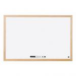 Bi-Office Non Magnetic Melamine Whiteboard Pine Wood Frame 900x600mm 49141BS