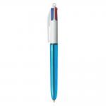 Bic 4 Colours Shine Ballpoint Pen 1mm Tip 0.32mm Line Blue Barrel Black/Blue/Green/Red Ink (Pack 12) 54139BC