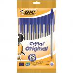 Bic Cristal Ballpoint Pen 1.0mm Tip 0.32mm Line Blue (Pack 10) 54237BC