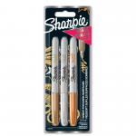 Sharpie Permanent Marker Fine Tip 0.9mm Line Assorted Metallic Colours (Pack 3) 56715NR