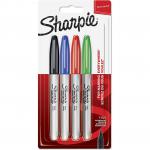 Sharpie Permanent Marker Fine Tip 0.9mm Line Assorted Standard Colours (Pack 4) 56722NR