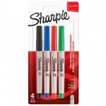 Sharpie Permanent Marker Ultra Fine Tip 0.6mm Line Assorted Standard Colours (Pack 4) 56729NR