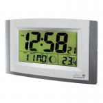Acctim Stratus Digital Wall/Desk Clock Radio Controlled LCD 270x30x170mm Silver 74057SL 67442AT