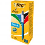 Bic 4 Colours Original Ballpoint Pen 1mm Tip 0.32mm Line Blue/White Barrel Black/Blue/Green/Red Ink (Pack 12) 68359BC
