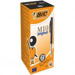 Bic M10 Clic Retractable Ballpoint Pen 1mm Tip 0.32mm Line Black (Pack 50) 68723BC