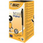 Bic M10 Clic Retractable Ballpoint Pen 1mm Tip 0.32mm Line Black (Pack 50) 68723BC
