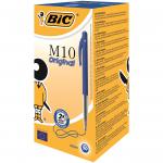 Bic M10 Clic Retractable Ballpoint Pen 1mm Tip 0.32mm Line Blue (Pack 50) 68730BC