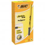Bic Grip Highlighter Pen Chisel Tip 1.6-3.3mm Line Yellow (Pack 12) 68989BC