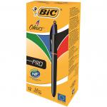 Bic 4 Colours Pro Ballpoint Pen 1mm Tip 0.32mm Line Black Barrel Black/Blue/Green/Red Ink (Pack 12) 69101BC
