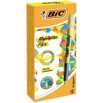 Bic Flex Highlighter Pen Chisel Tip 1.6-3.3mm Line Yellow (Pack 12) 69332BC