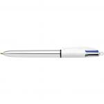 Bic 4 Colours Shine Ballpoint Pen 1mm Tip 0.32mm Line Silver Barrel Black/Blue/Green/Red Ink (Pack 12) 69402BC