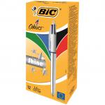 Bic 4 Colours Shine Ballpoint Pen 1mm Tip 0.32mm Line Silver Barrel Black/Blue/Green/Red Ink (Pack 12) 69402BC