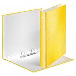 Leitz WOW Ring Binder Laminated Paper on Board 2 D-Ring A4 25mm Rings Yellow (Pack 10) 42410016 72045AC