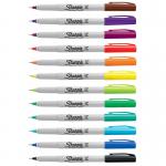 Sharpie Permanent Marker Ultra Fine Tip 0.5mm Line Assorted Colours (Pack 12) 72955NR