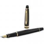 Waterman Expert Fountain Pen Black/Gold Barrel Blue Ink Gift Box 76031NR