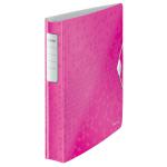 Leitz WOW Ring Binder Polypropylene 4 D-Ring A4 30mm Rings Pink Metallic (Pack 5) 42400023 77673AC