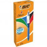 Bic 4 Colours Comfort Grip Ballpoint Pen 1mm Tip 0.32mm Line Blue/White Barrel Black/Blue/Green/Red Ink (Pack 12) 78023BC