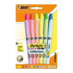 Bic Grip Highlighter Pen Chisel Tip 1.6-3.3mm Line Assorted Pastel Colours (Pack 12) 78065BC