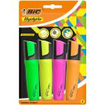 Bic Highlighter Pen with Clip Chisel Tip 1.7-4.8mm Assorted Colours (Pack 4) 78100BC