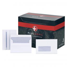 Plus Fabric Envelopes PEFC Wallet Self Seal Window 120gsm C6 114x162mm White Ref F22670 [Pack 500] F22670