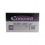 Concord Record Card Ruled 127 x 76mm Assorted (Pack of 100) 16099/160 JT16099