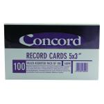 Concord Record Card Ruled 127 x 76mm Assorted (Pack of 100) 16099/160 JT16099