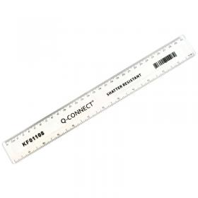 Q-Connect Ruler Shatterproof 300mm Clear (Inches on one side and cm/mm on the other) KF01108 KF01108